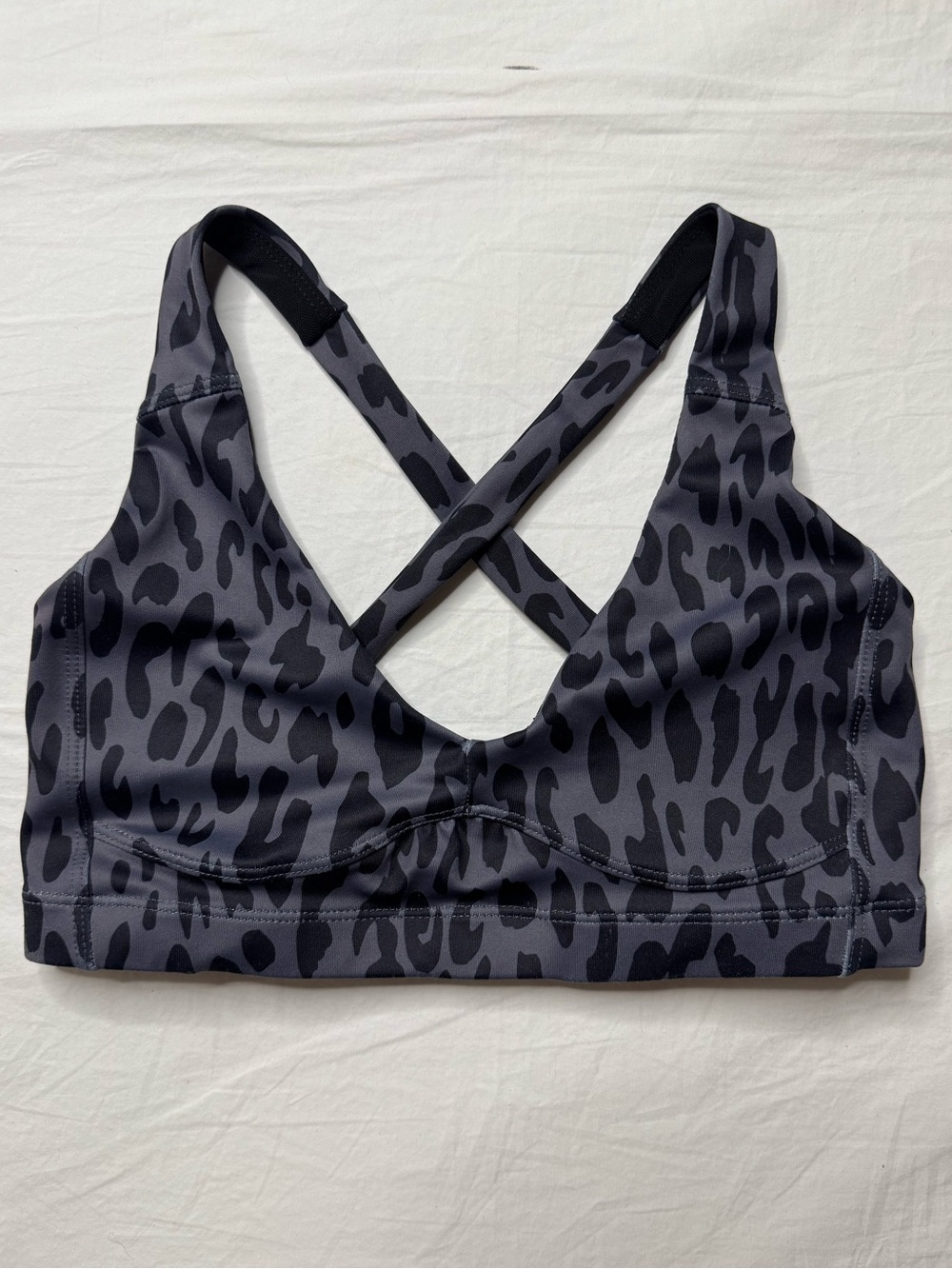 Carbon38 - Black and Gray Leopard Crossback Sports Bra
